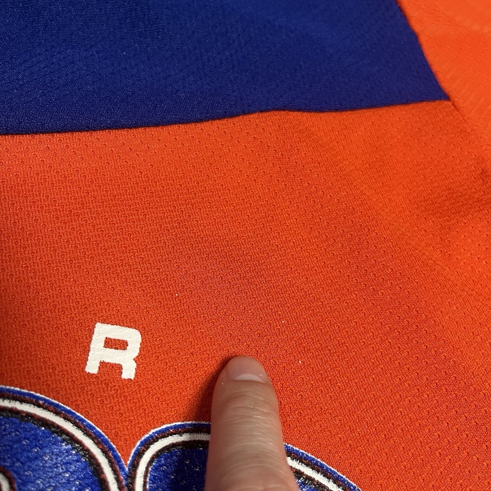 Broncos Jersey Size Large Orange Blue Vintage NFL On Fox Football - Picture 10 of 11